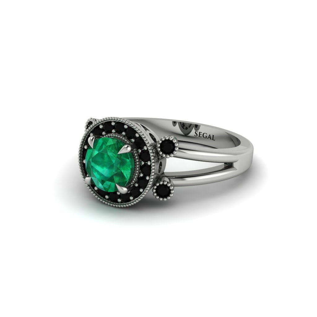 Radiant Emerald Halo Gold Engagement Ring - Madilyn No. 36