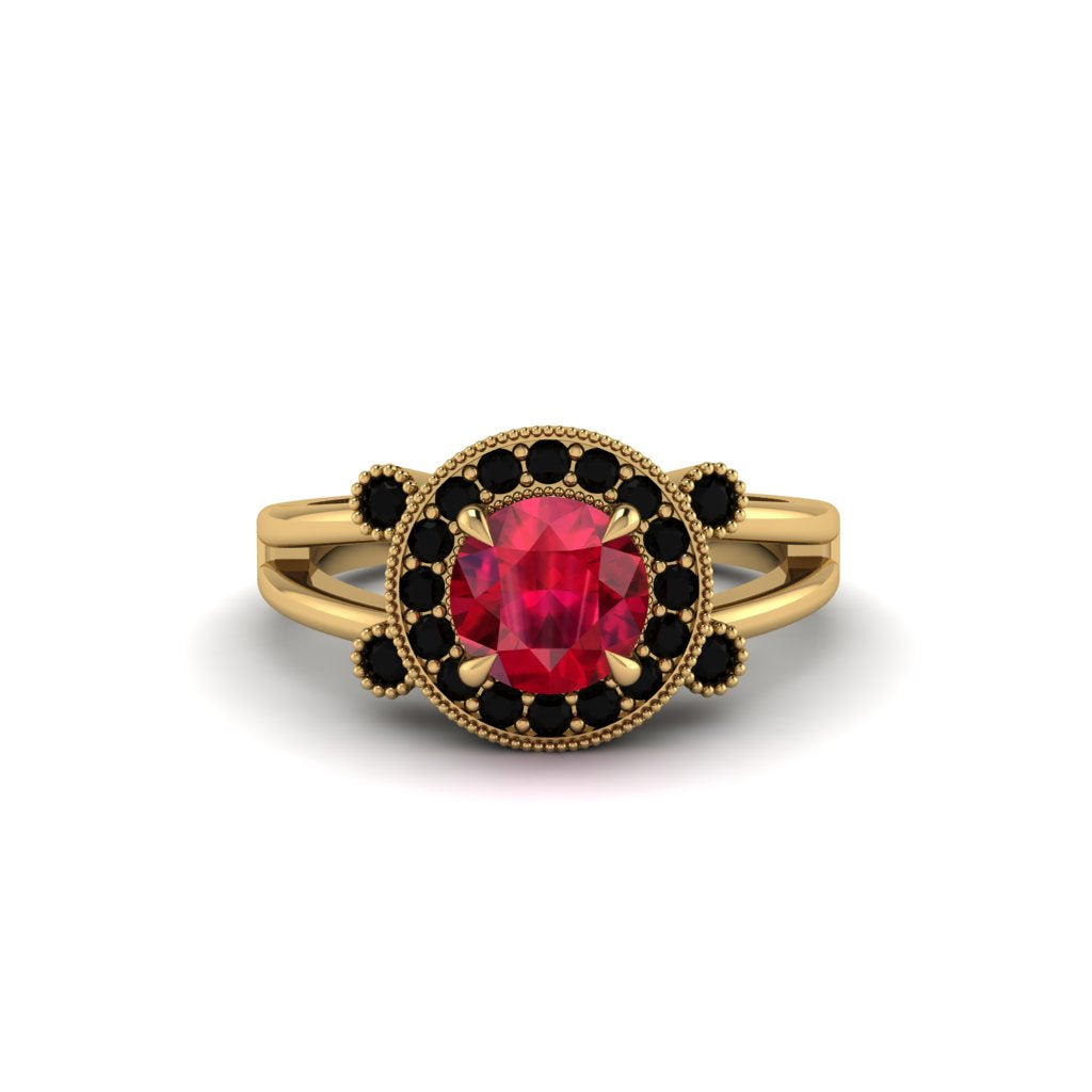 Radiant Ruby Halo Gold Engagement Ring - Madilyn No. 40