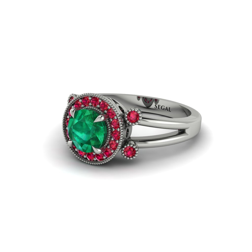 Radiant Emerald Halo Gold Engagement Ring - Madilyn No. 51