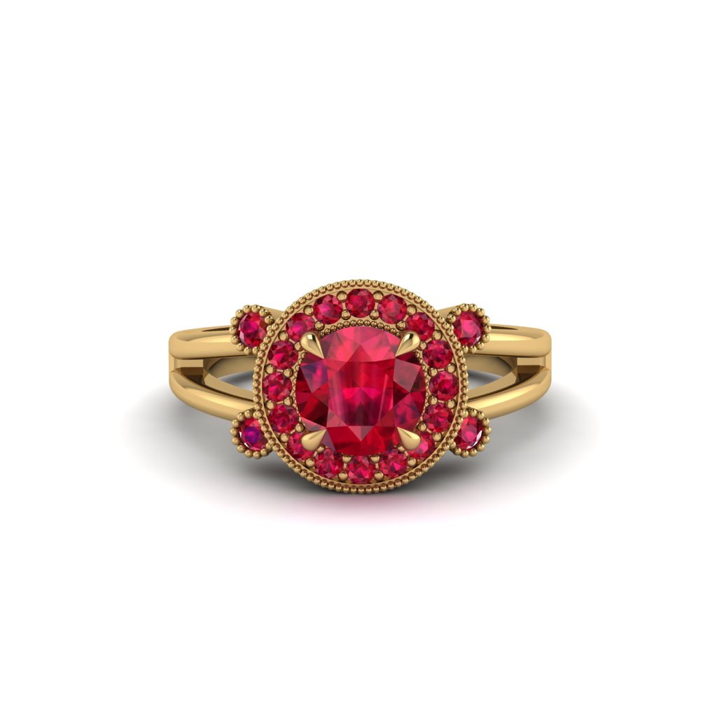 Radiant Ruby Halo Gold Engagement Ring - Madilyn No. 55