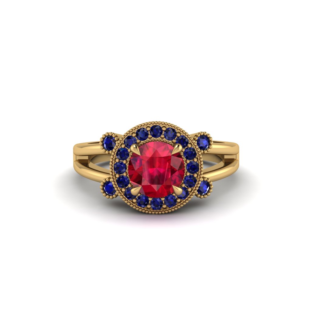 Radiant Ruby Halo Gold Engagement Ring - Madilyn No. 70