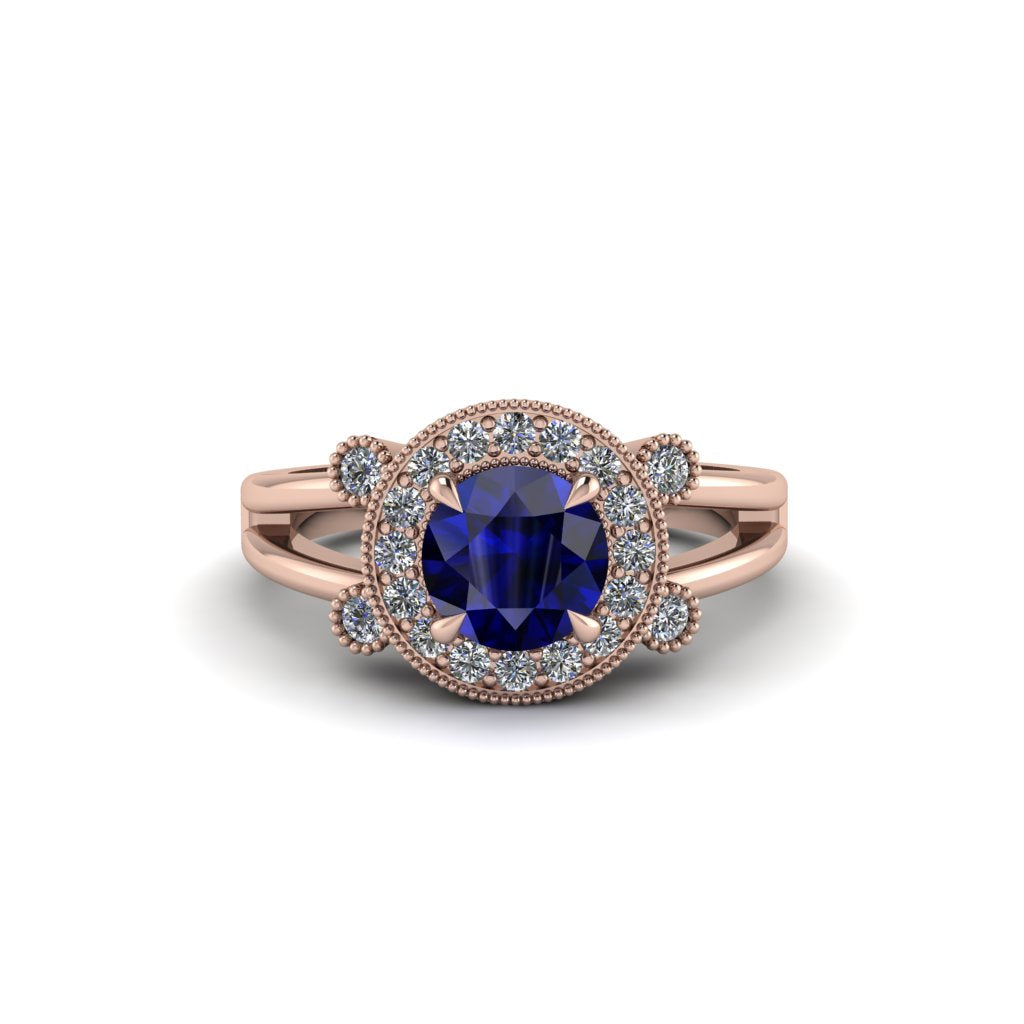 Radiant Sapphire Halo Gold Engagement Ring - Madilyn No. 14