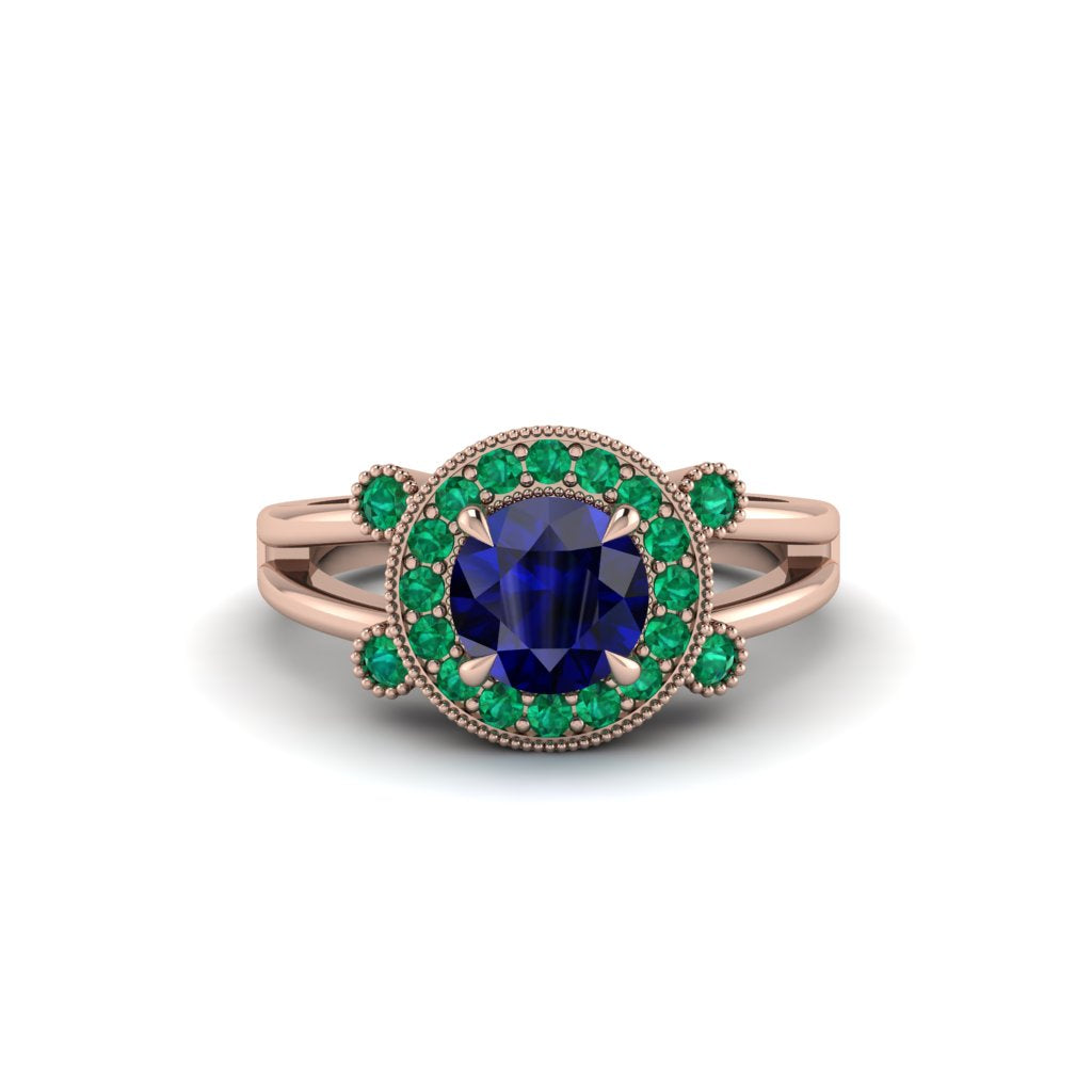 Radiant Sapphire Halo Gold Engagement Ring - Madilyn No. 29