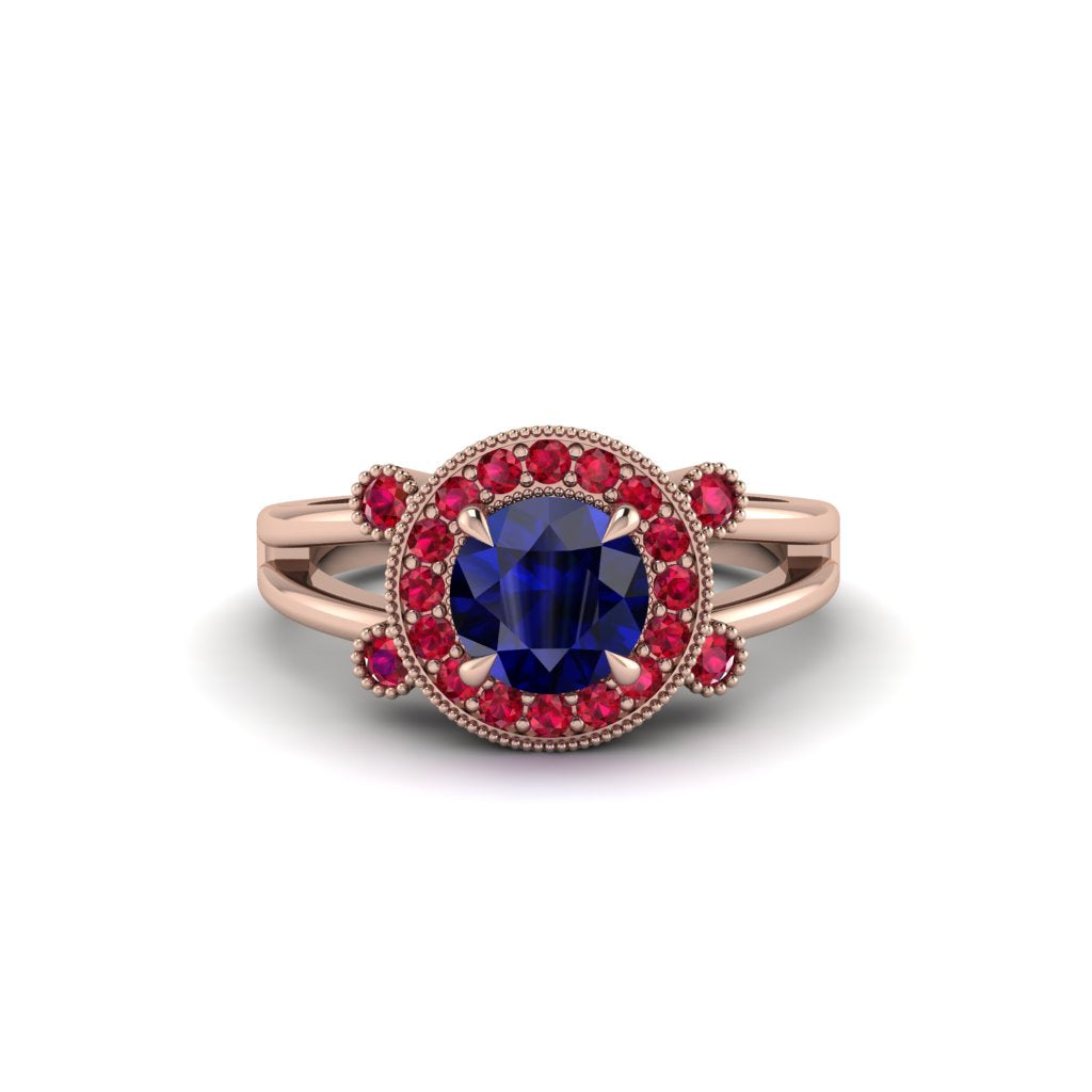 Radiant Sapphire Halo Gold Engagement Ring - Madilyn No. 59