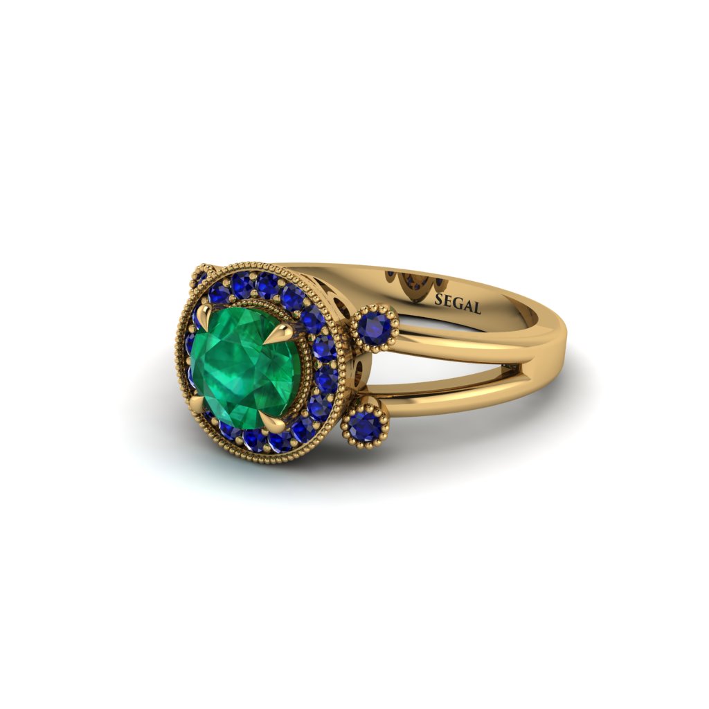 Radiant Emerald Halo Gold Engagement Ring - Madilyn No. 64