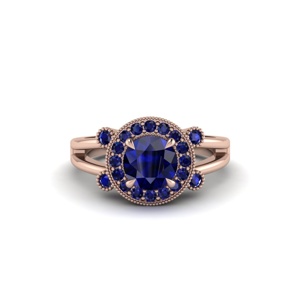 Radiant Sapphire Halo Gold Engagement Ring - Madilyn No. 74