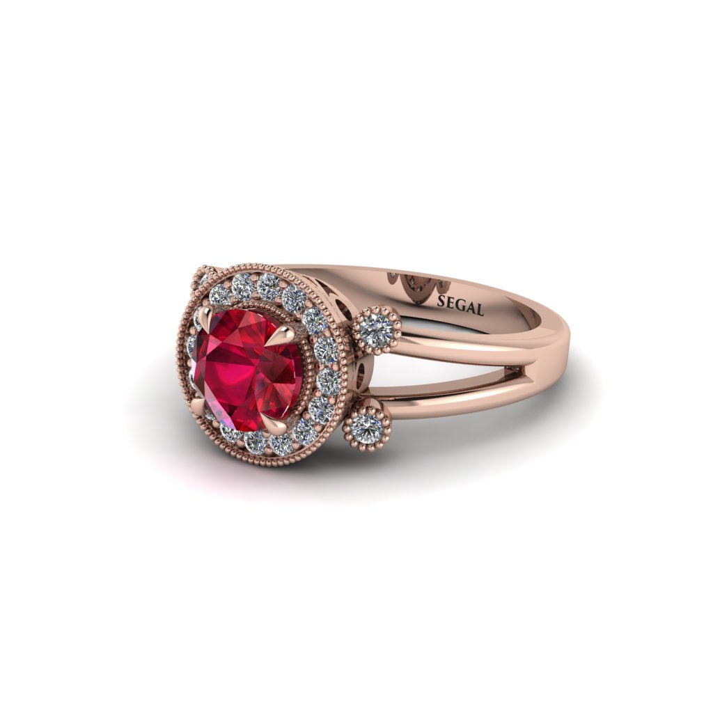 Radiant Ruby Halo Gold Engagement Ring - Madilyn No. 11