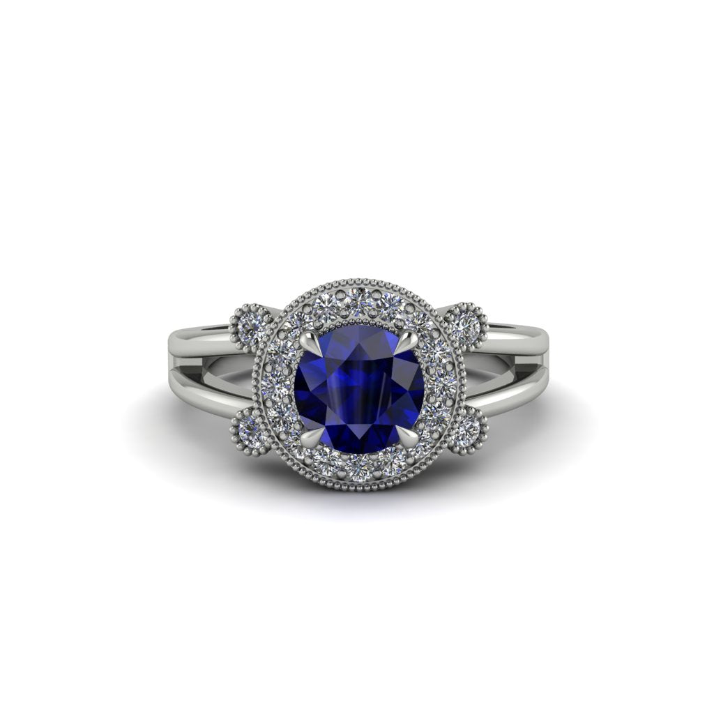 Radiant Sapphire Halo Gold Engagement Ring - Madilyn No. 15
