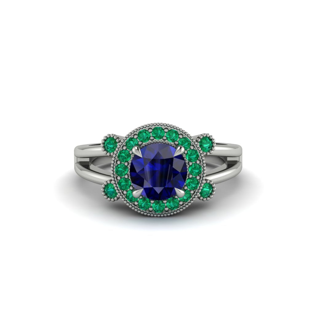 Radiant Sapphire Halo Gold Engagement Ring - Madilyn No. 30