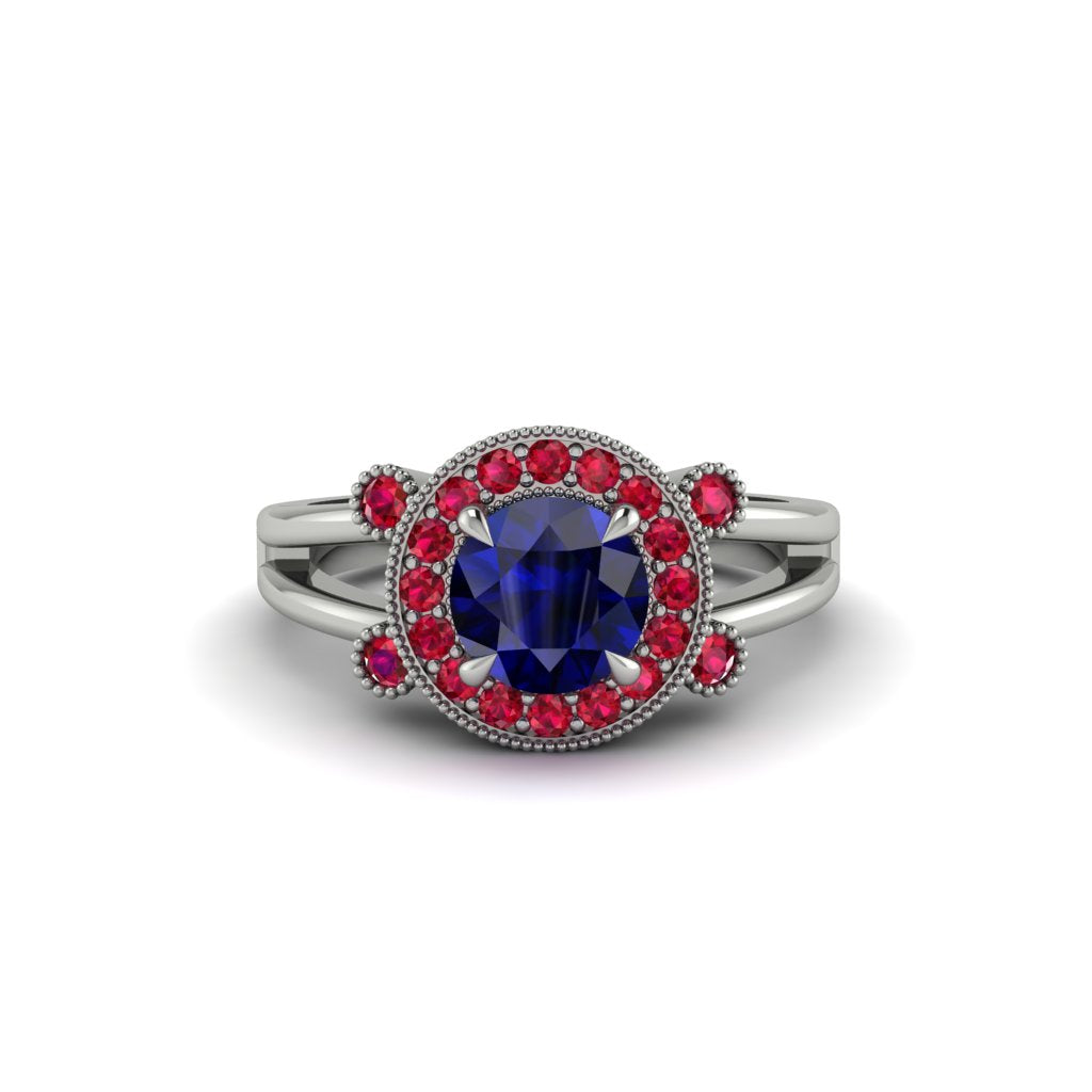 Radiant Sapphire Halo Gold Engagement Ring - Madilyn No. 60