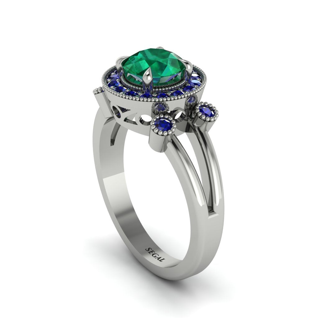 Radiant Emerald Halo Gold Engagement Ring - Madilyn No. 66