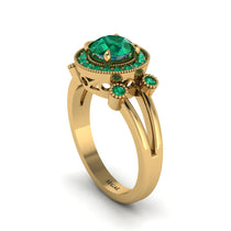 Radiant Emerald Halo Gold Engagement Ring - Madilyn No. 19 image 1