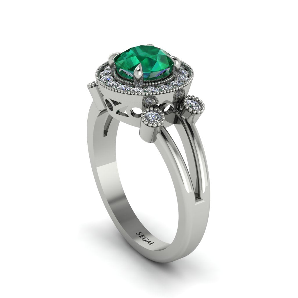 Radiant Emerald Halo Gold Engagement Ring - Madilyn No. 6