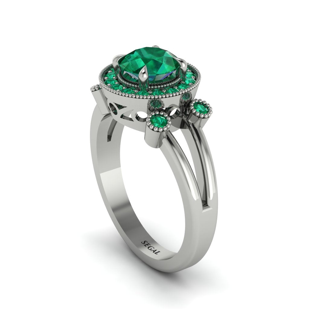 Radiant Emerald Halo Gold Engagement Ring - Madilyn No. 21