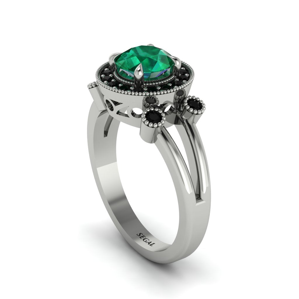 Radiant Emerald Halo Gold Engagement Ring - Madilyn No. 36