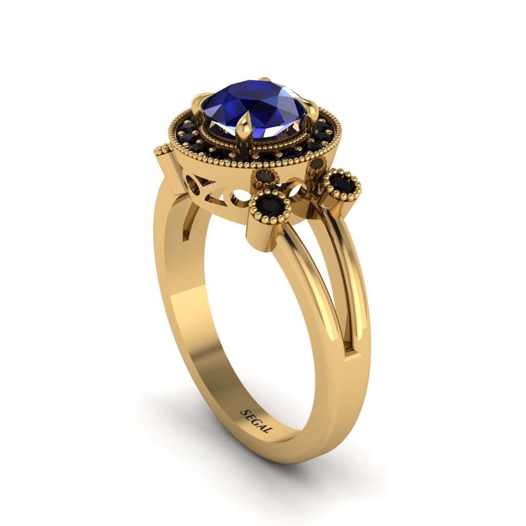 Radiant Sapphire Halo Gold Engagement Ring - Madilyn No. 43