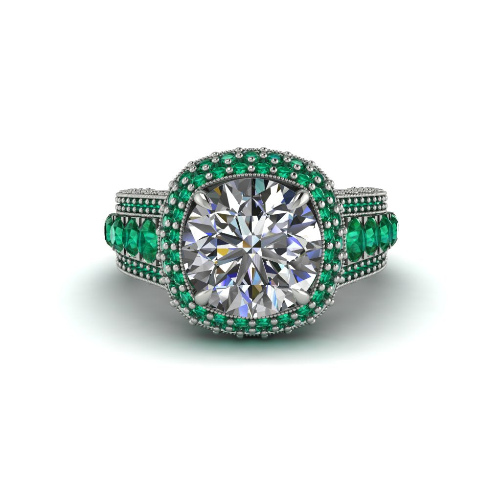 Diamond Radiant Majesty Pave Engagement Ring - Cataleya No. 18