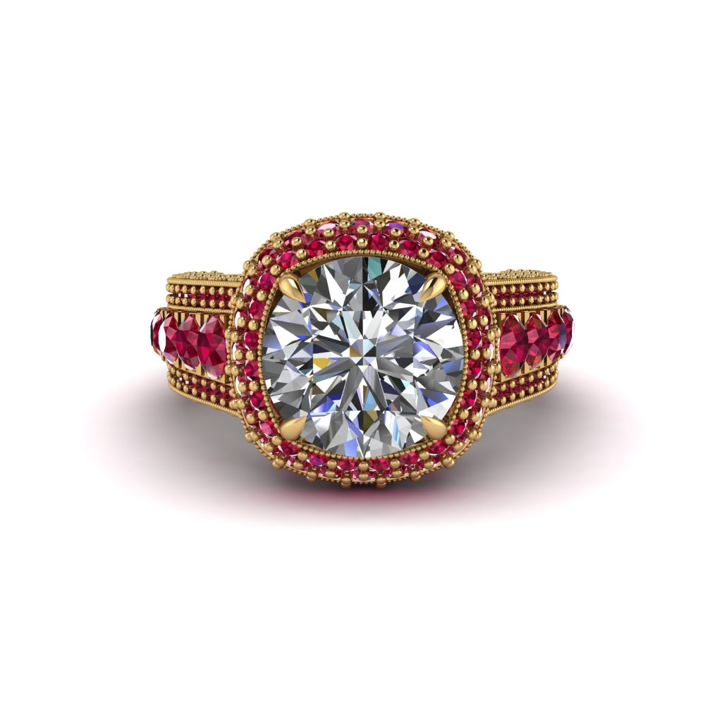 Diamond Radiant Majesty Pave Engagement Ring - Cataleya No. 46