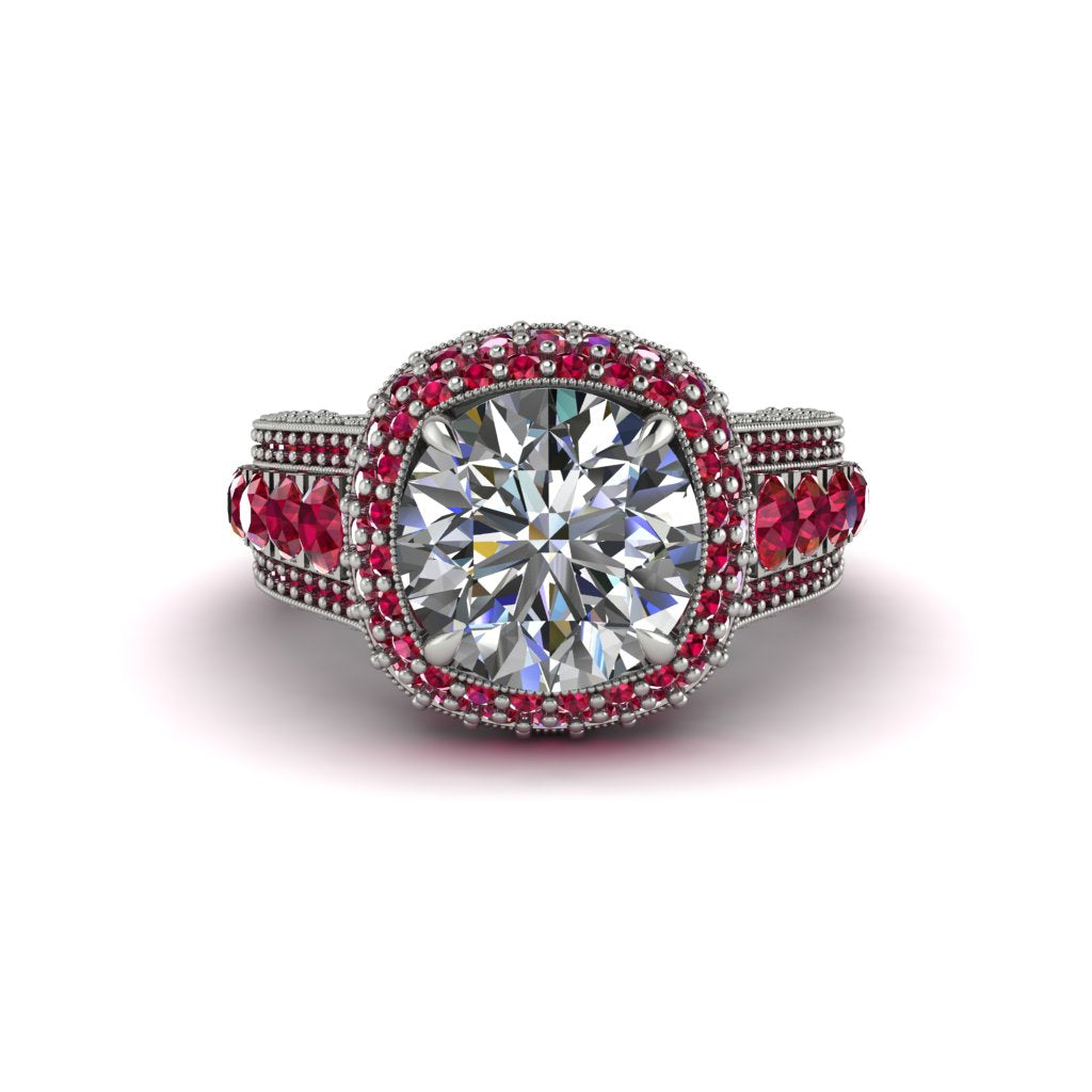 Diamond Radiant Majesty Pave Engagement Ring - Cataleya No. 48