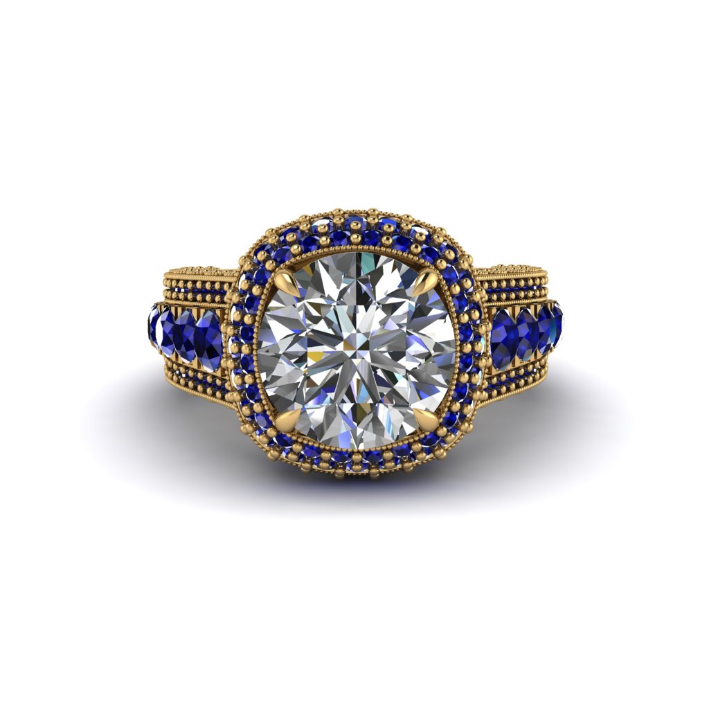 Diamond Radiant Majesty Pave Engagement Ring - Cataleya No. 61