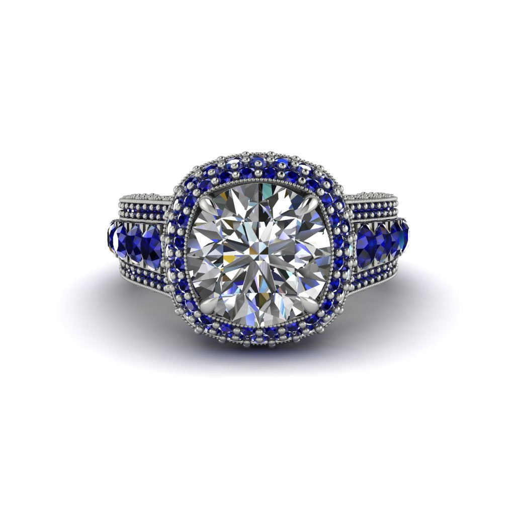 Diamond Radiant Majesty Pave Engagement Ring - Cataleya No. 63