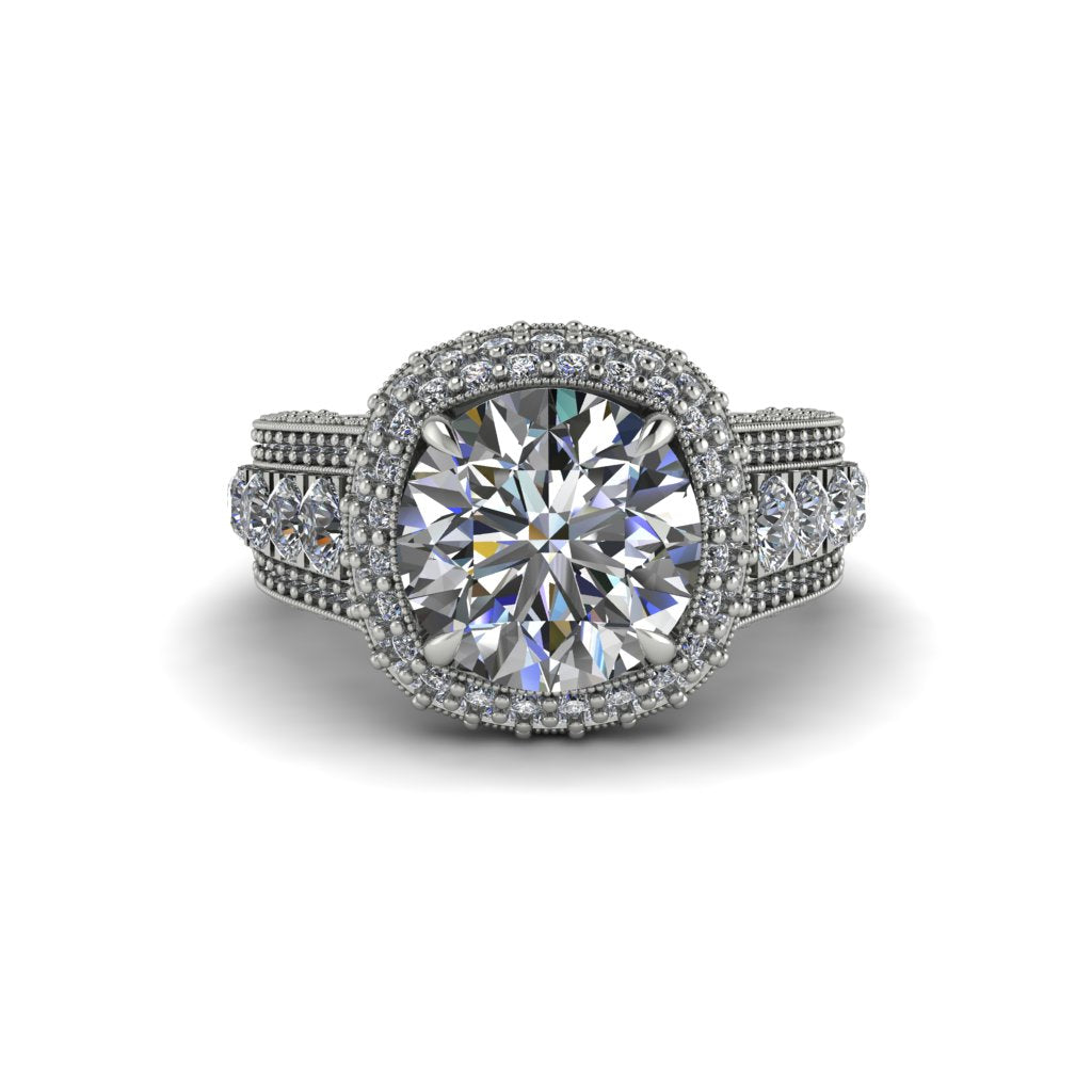 Diamond Radiant Majesty Pave Engagement Ring - Cataleya No. 3