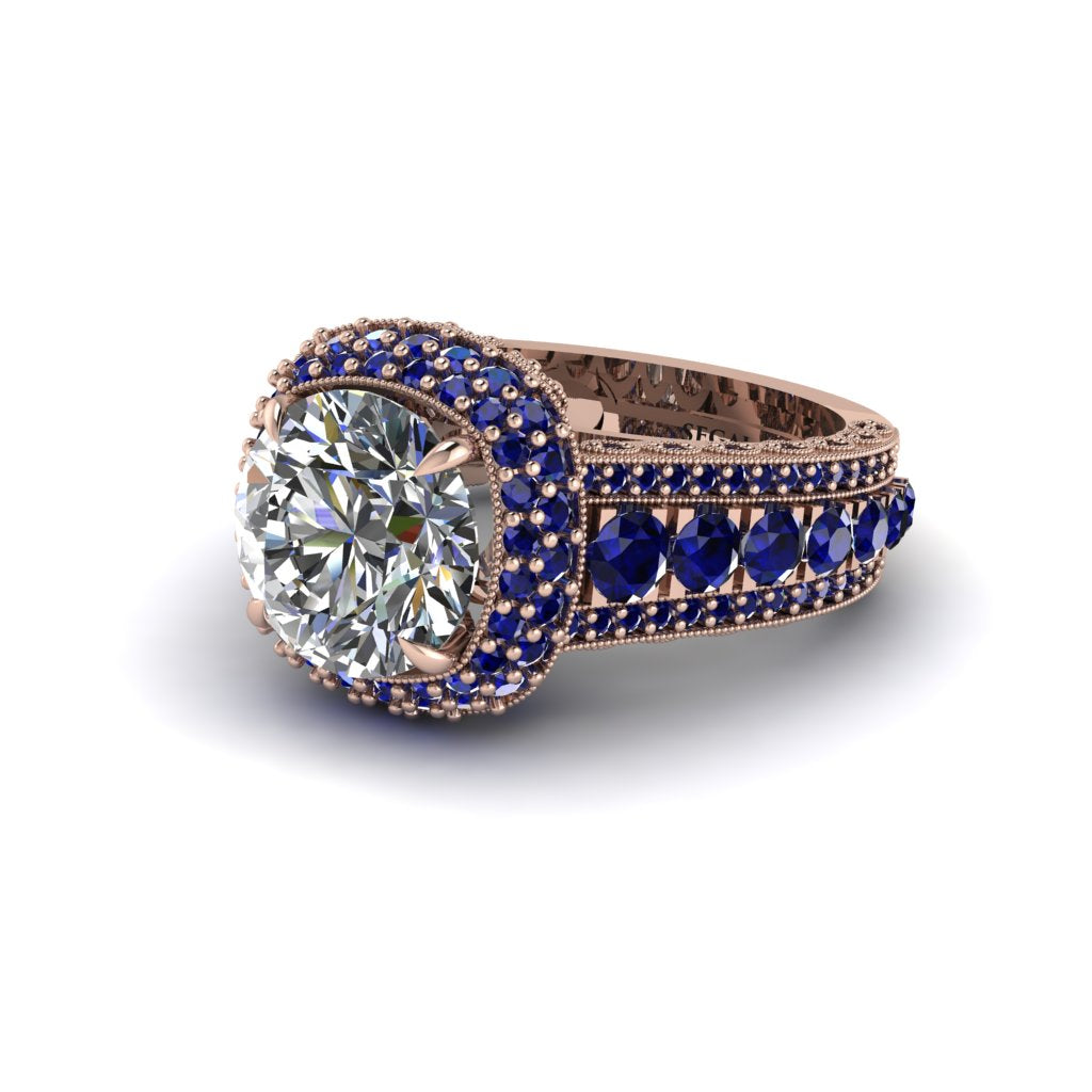 Diamond Radiant Majesty Pave Engagement Ring - Cataleya No. 62