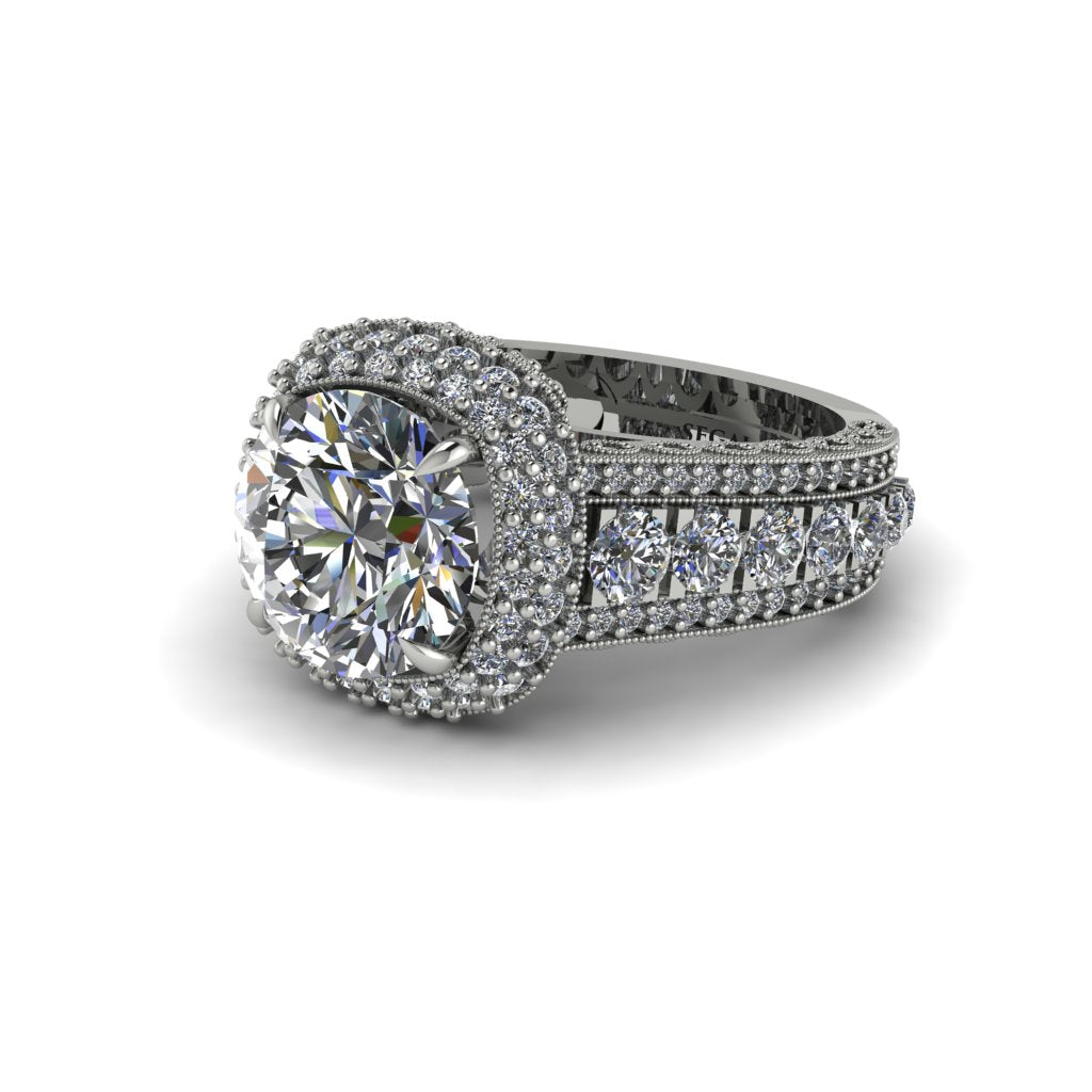 Diamond Radiant Majesty Pave Engagement Ring - Cataleya No. 3