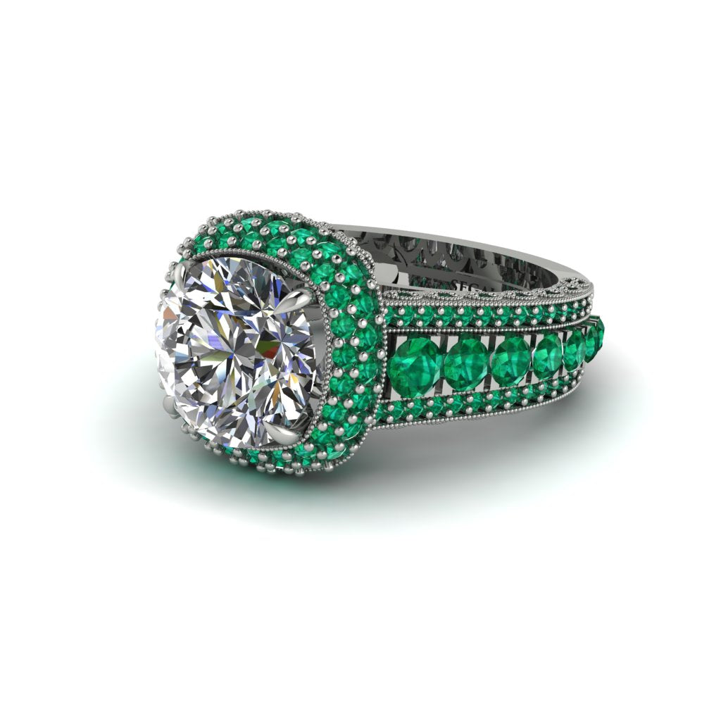 Diamond Radiant Majesty Pave Engagement Ring - Cataleya No. 18
