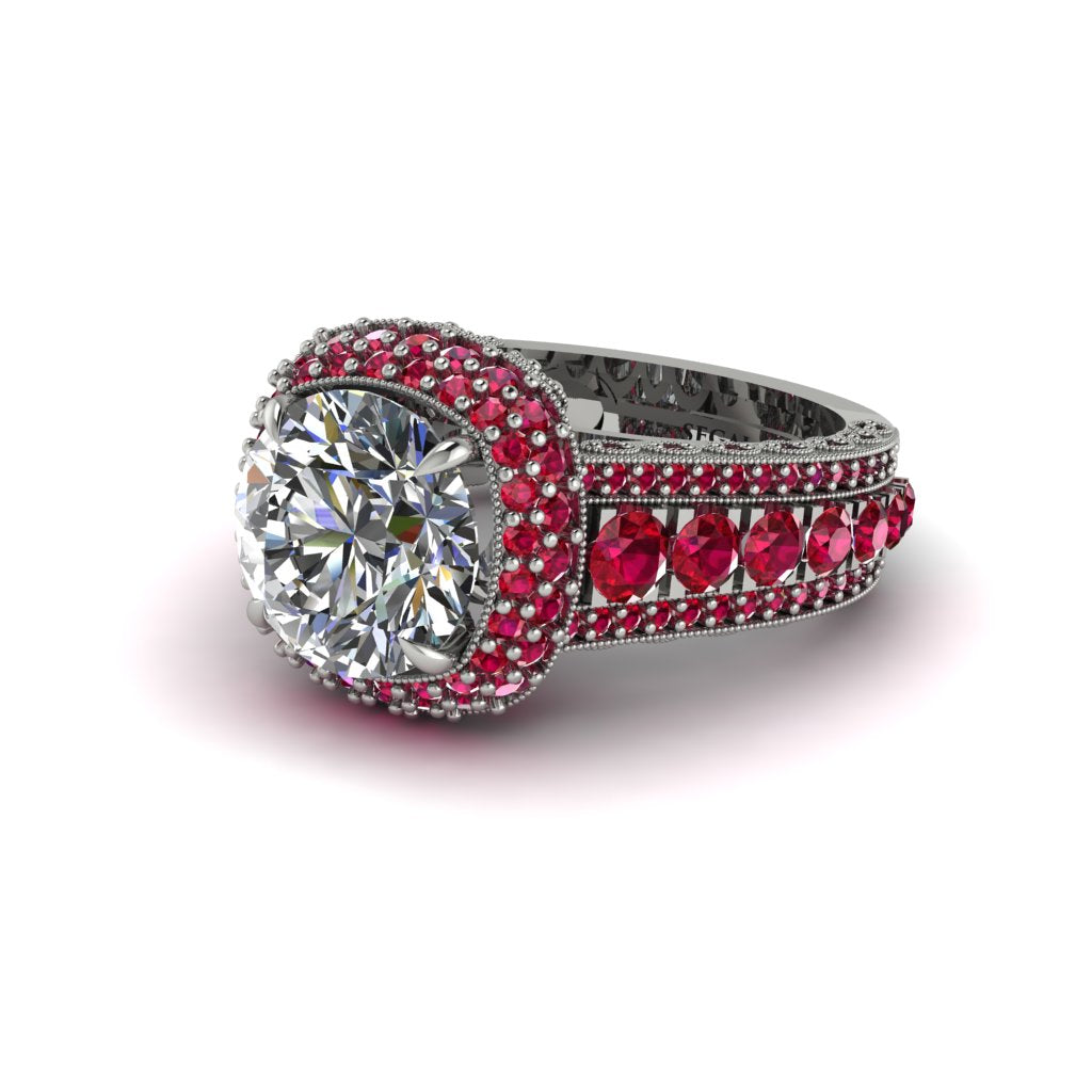 Diamond Radiant Majesty Pave Engagement Ring - Cataleya No. 48