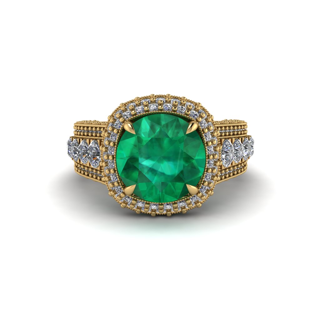 Emerald Radiant Majesty Pave Engagement Ring - Cataleya No. 4
