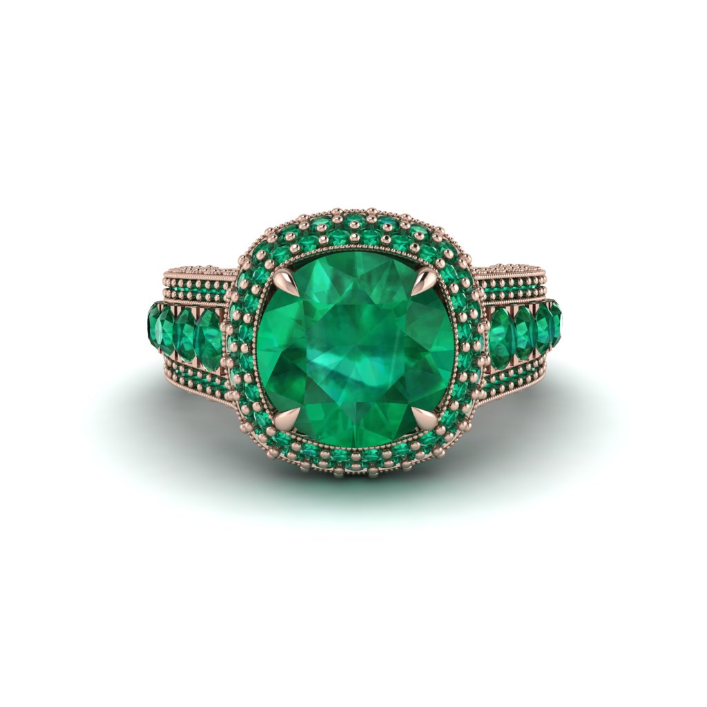 Emerald Radiant Majesty Pave Engagement Ring - Cataleya No. 20