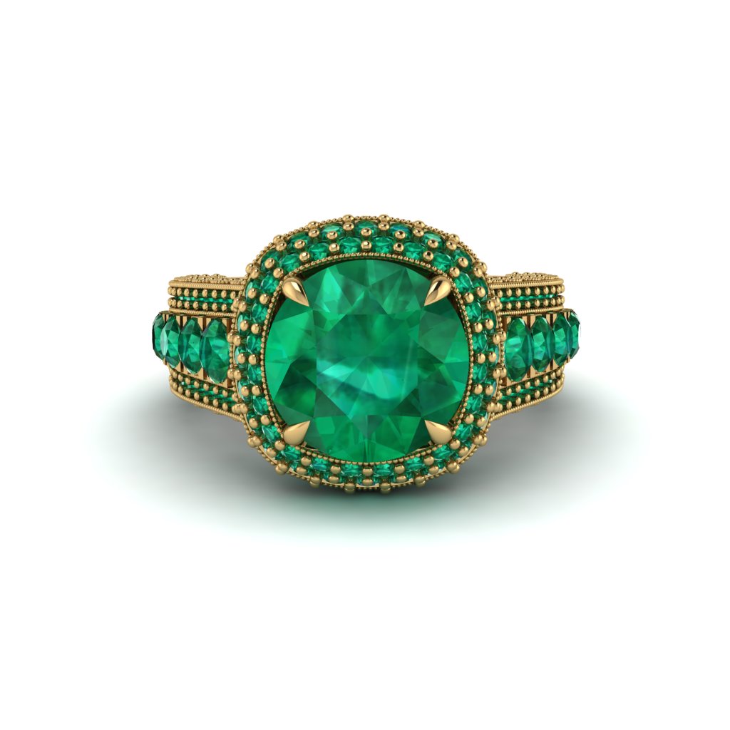Emerald Radiant Majesty Pave Engagement Ring - Cataleya No. 19