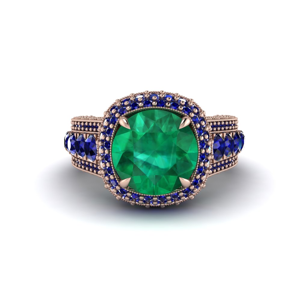 Emerald Radiant Majesty Pave Engagement Ring - Cataleya No. 65