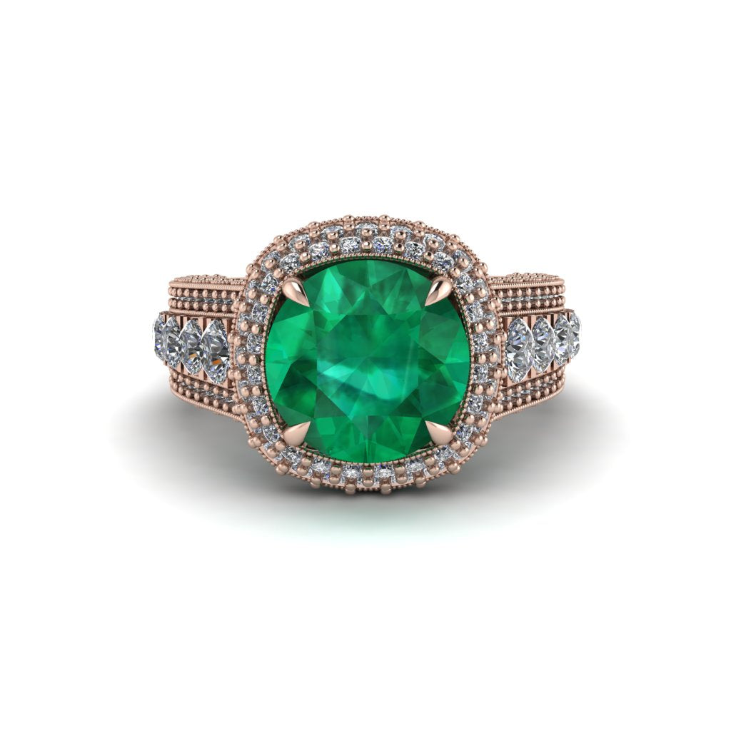 Emerald Radiant Majesty Pave Engagement Ring - Cataleya No. 5