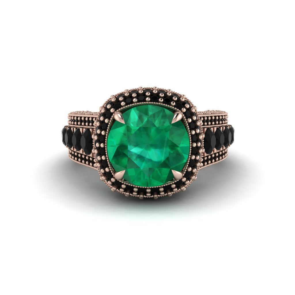 Emerald Radiant Majesty Pave Engagement Ring - Cataleya No. 35