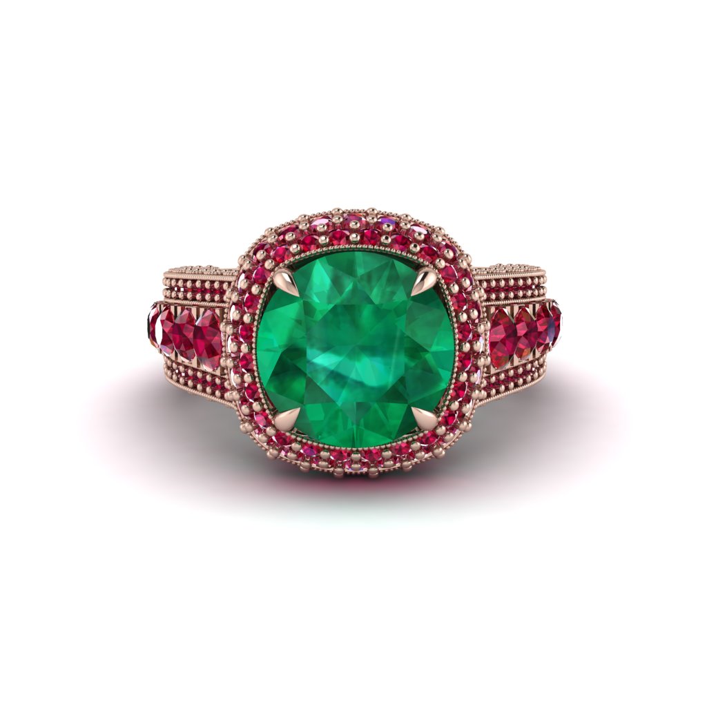 Emerald Radiant Majesty Pave Engagement Ring - Cataleya No. 50