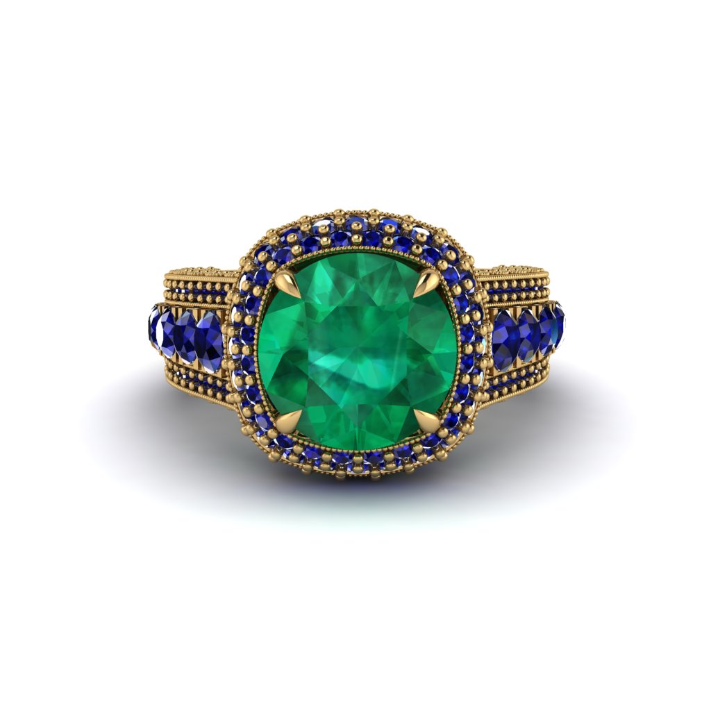 Emerald Radiant Majesty Pave Engagement Ring - Cataleya No. 64