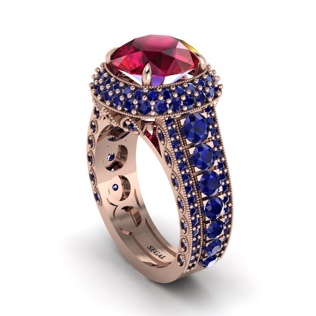 Ruby Radiant Majesty Pave Engagement Ring - Cataleya No. 71