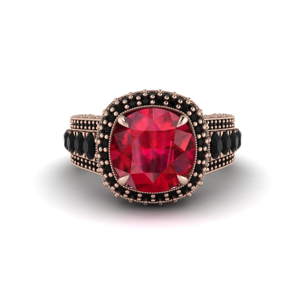 Ruby Radiant Majesty Pave Engagement Ring - Cataleya No. 41