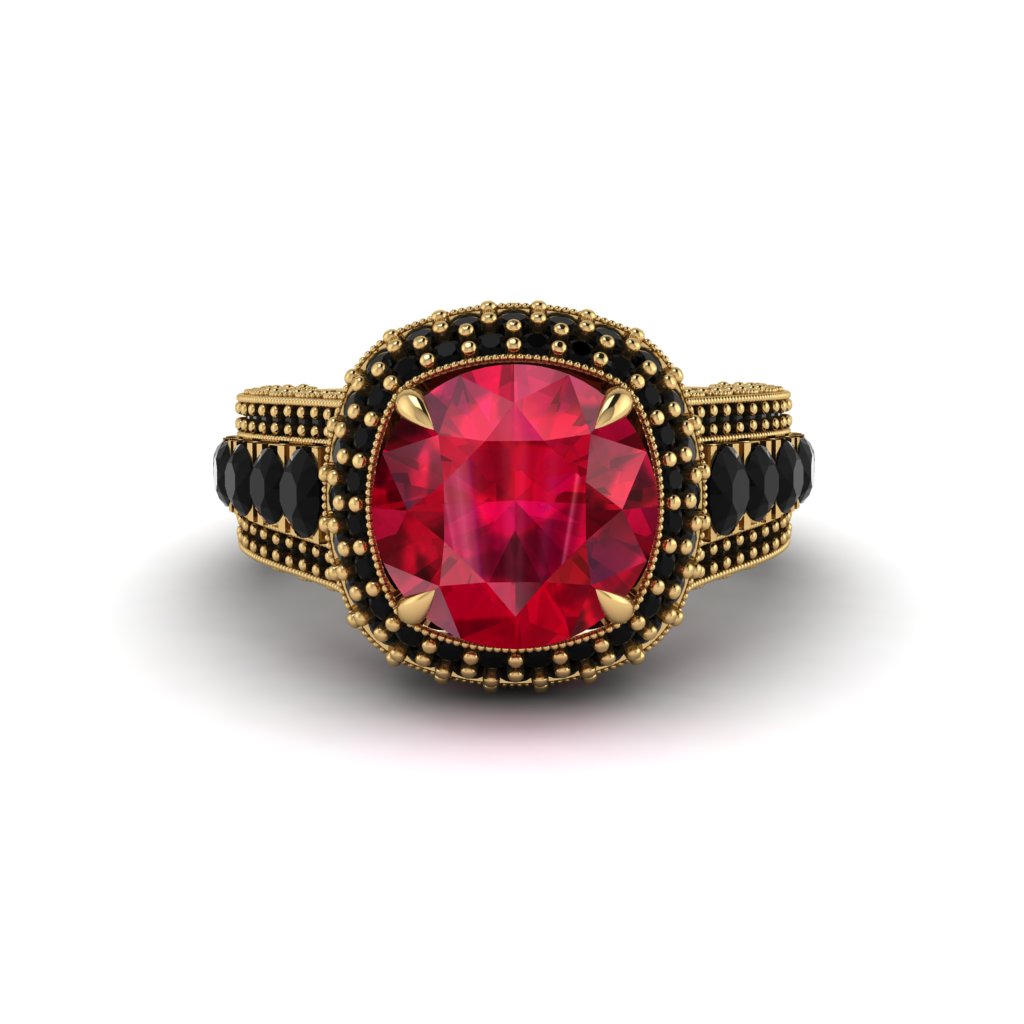 Ruby Radiant Majesty Pave Engagement Ring - Cataleya No. 40