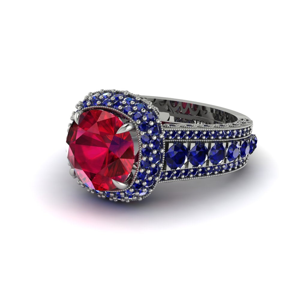 Ruby Radiant Majesty Pave Engagement Ring - Cataleya No. 72