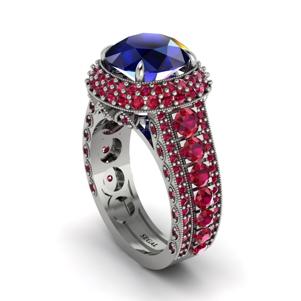 Sapphire Radiant Majesty Pave Engagement Ring - Cataleya No. 60