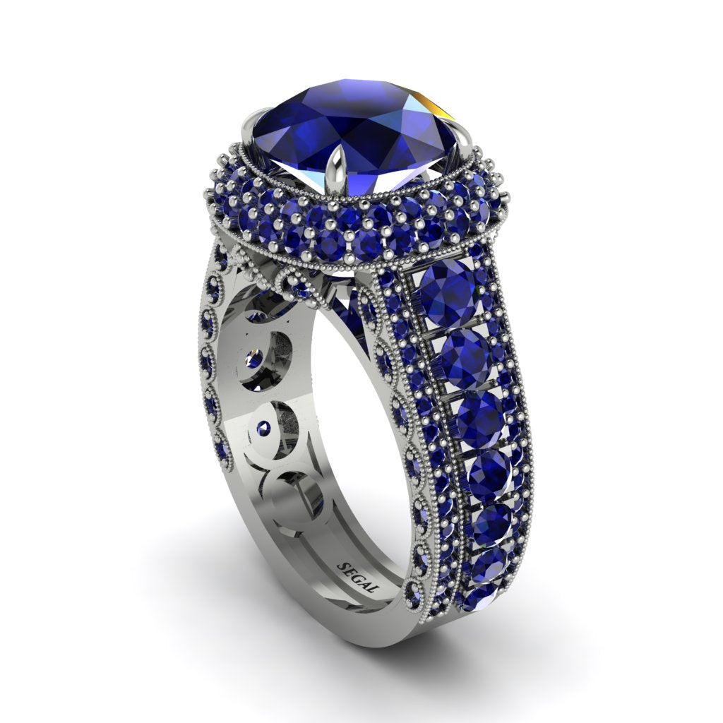Sapphire Radiant Majesty Pave Engagement Ring - Cataleya No. 75