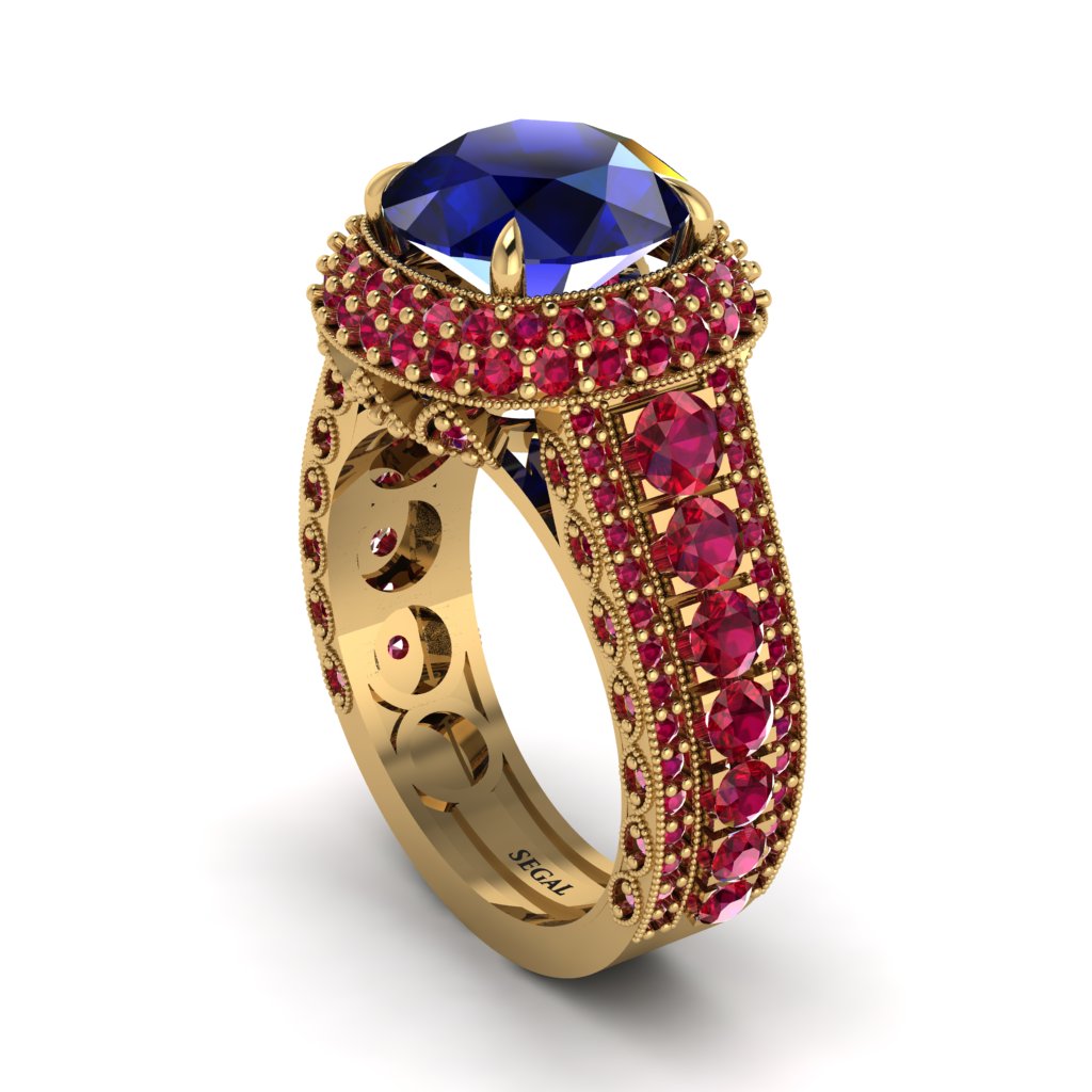 Sapphire Radiant Majesty Pave Engagement Ring - Cataleya No. 58