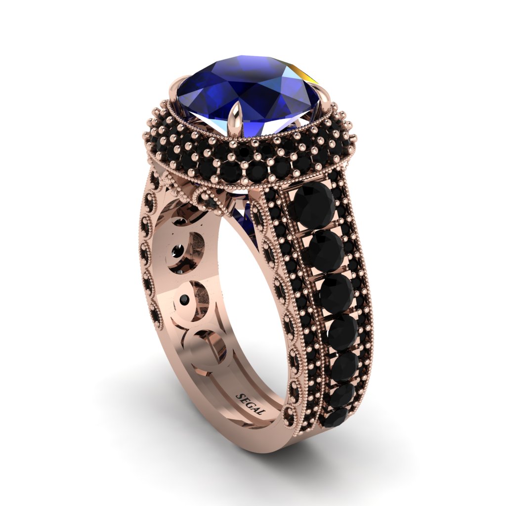 Sapphire Radiant Majesty Pave Engagement Ring - Cataleya No. 44