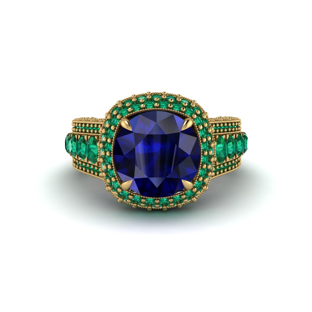 Sapphire Radiant Majesty Pave Engagement Ring - Cataleya No. 28