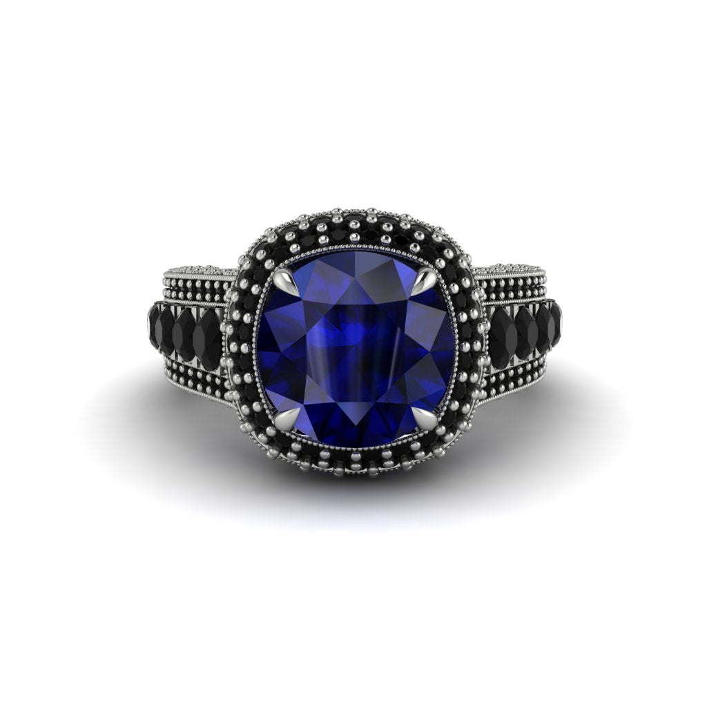 Sapphire Radiant Majesty Pave Engagement Ring - Cataleya No. 45