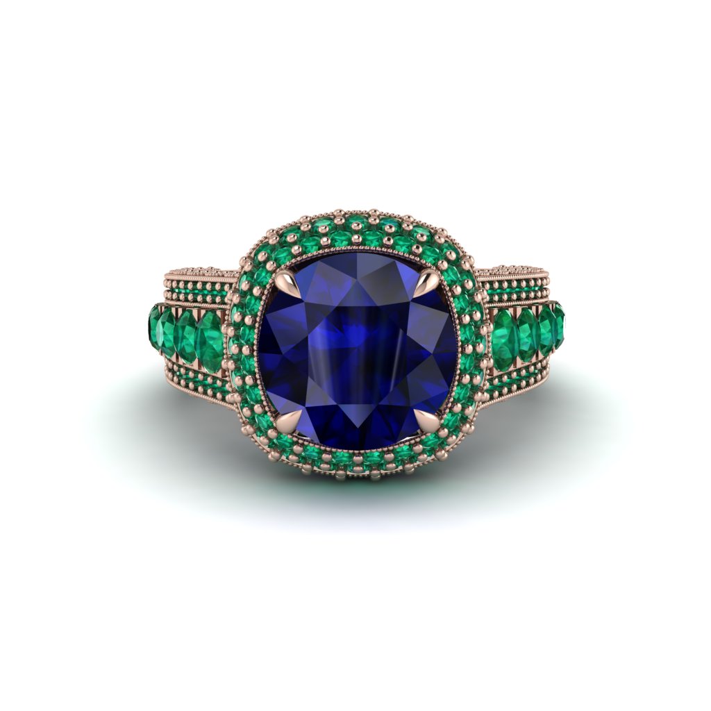 Sapphire Radiant Majesty Pave Engagement Ring - Cataleya No. 29