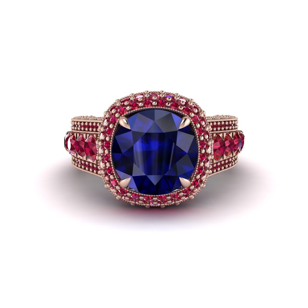 Sapphire Radiant Majesty Pave Engagement Ring - Cataleya No. 59